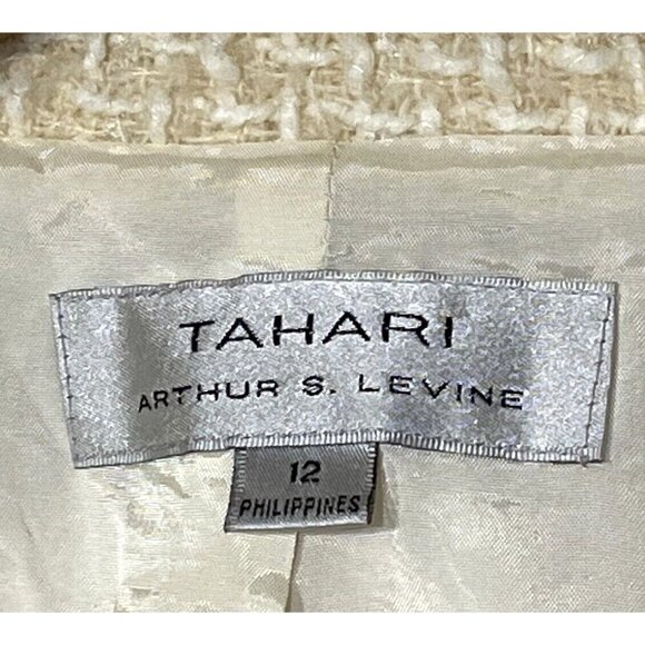 Tahari ASL Beige Cream Metallic Wool blend Tweed Textured Blazer Jacket - Picture 12 of 13